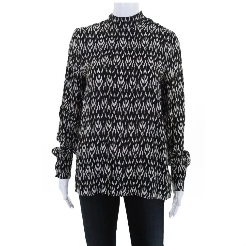 Set Abstract Long Sleeve High Neck Blouse Sz 4